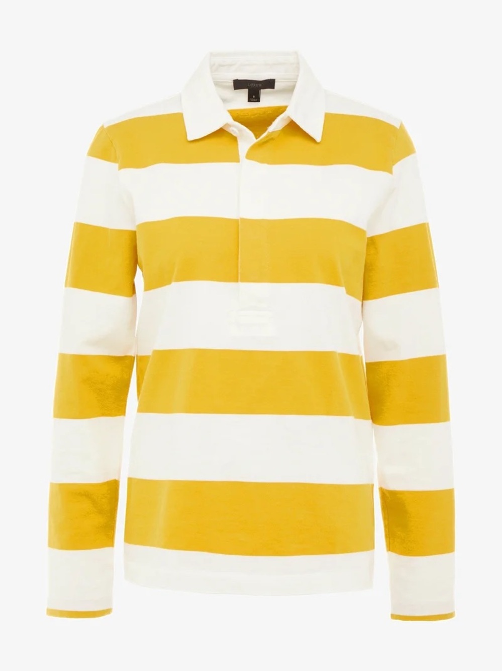J. Crew Mustard and White Striped Rugby Polo